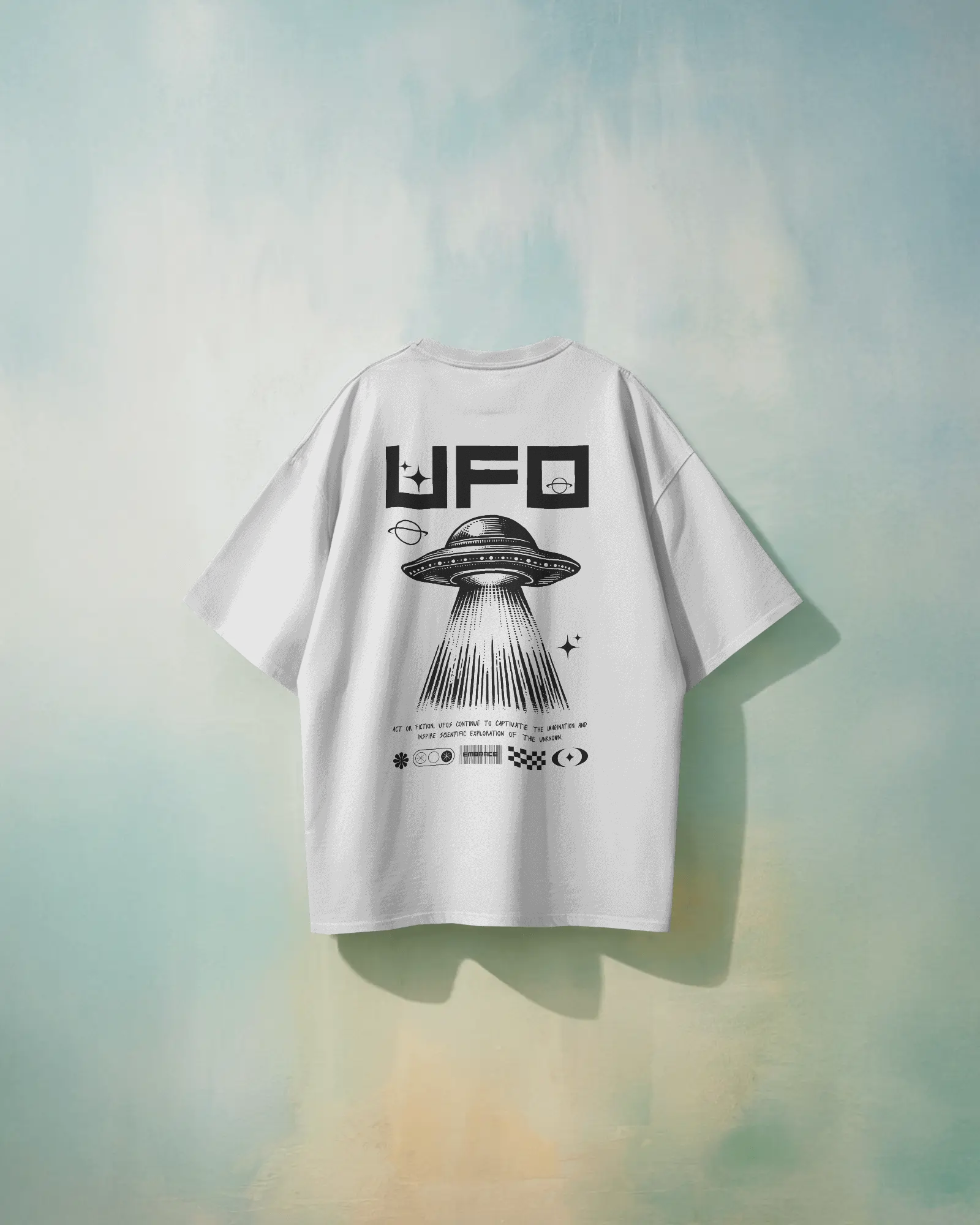 UFO Oversized Unisex White Tshirt