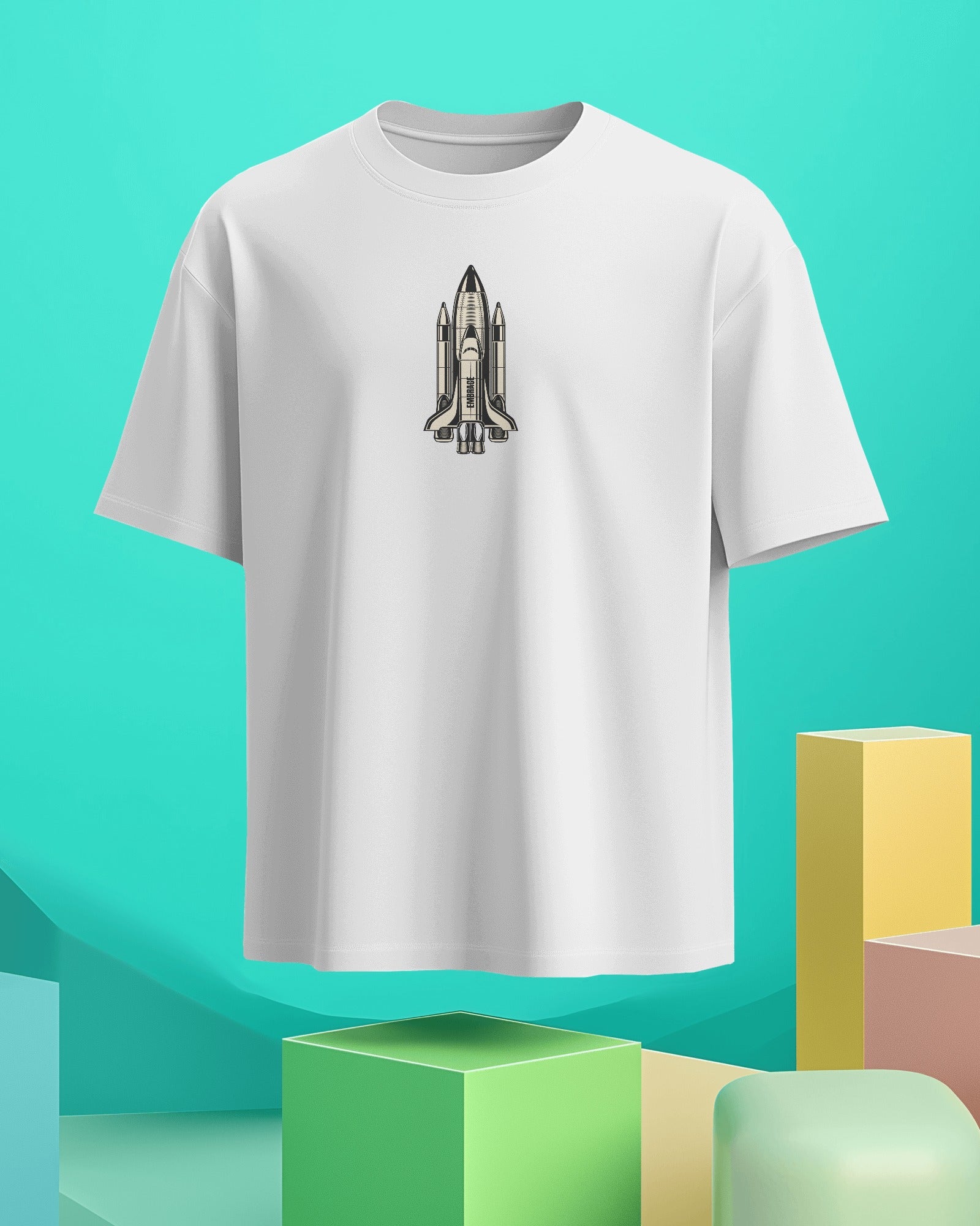 Journey Into Space Oversized Unisex White Tshirt