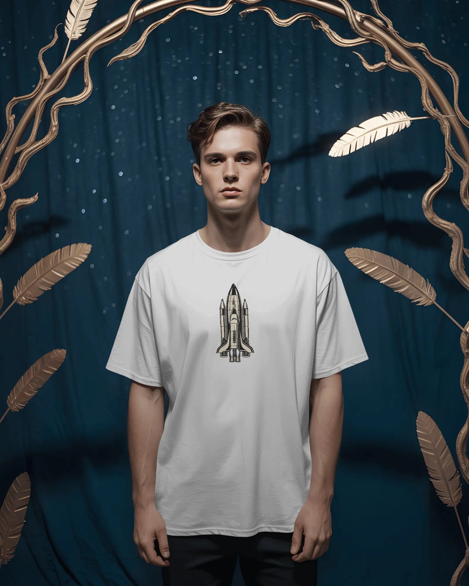 Journey Into Space Oversized Unisex White Tshirt