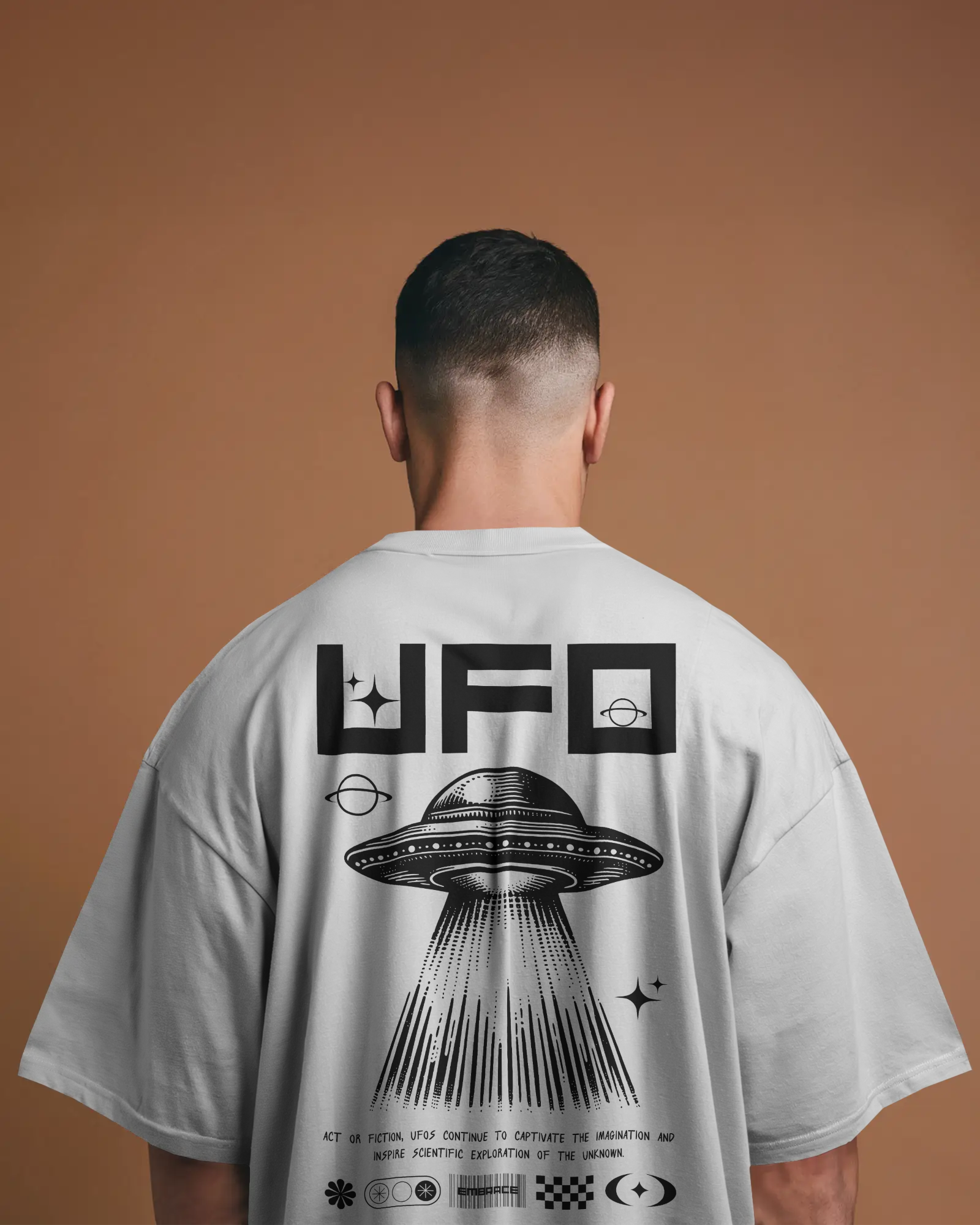 UFO Oversized Unisex White Tshirt
