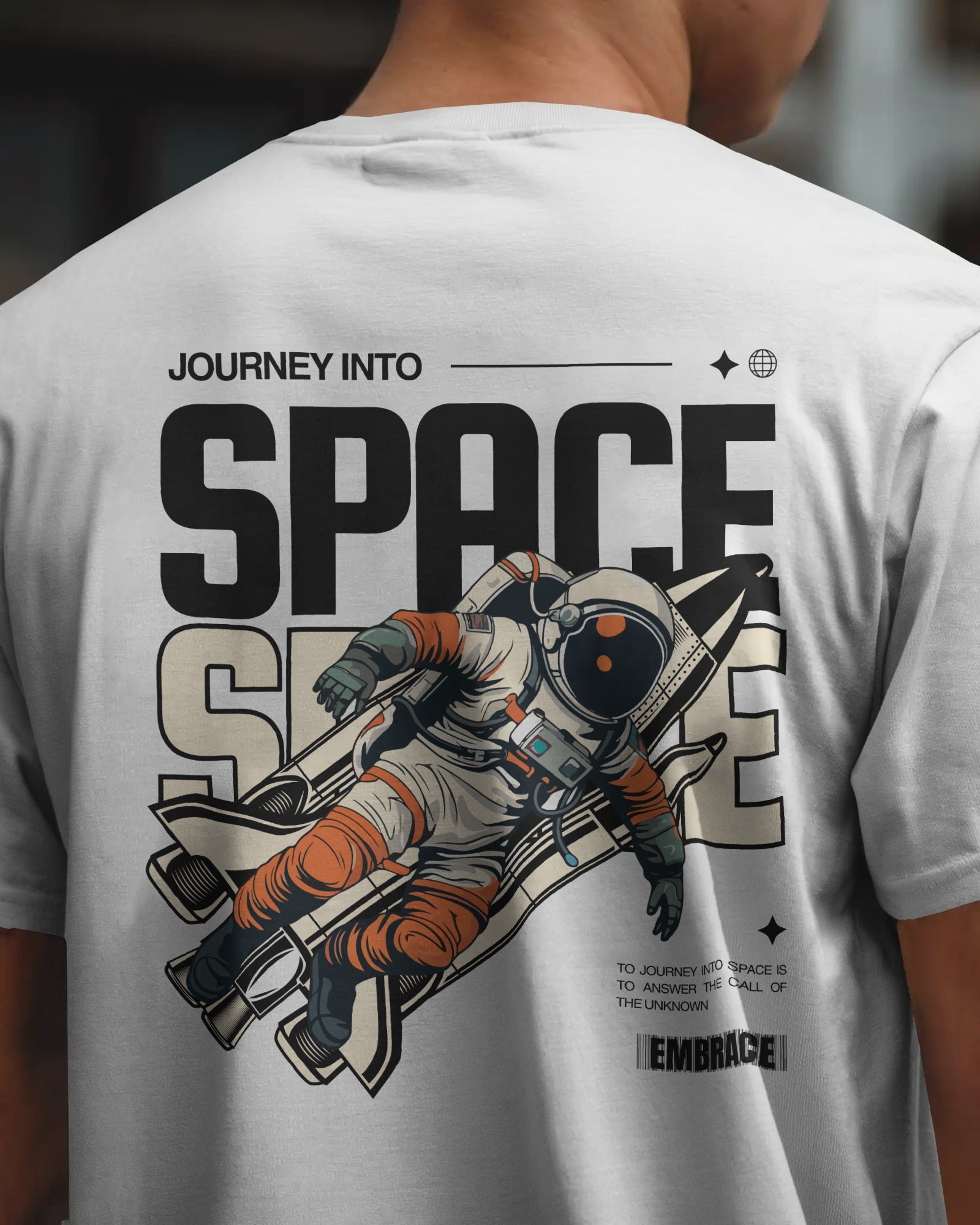 Journey Into Space Oversized Unisex White Tshirt